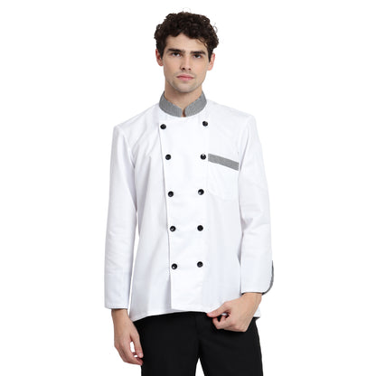 CHEF COAT - WHITE WITH CHECKS