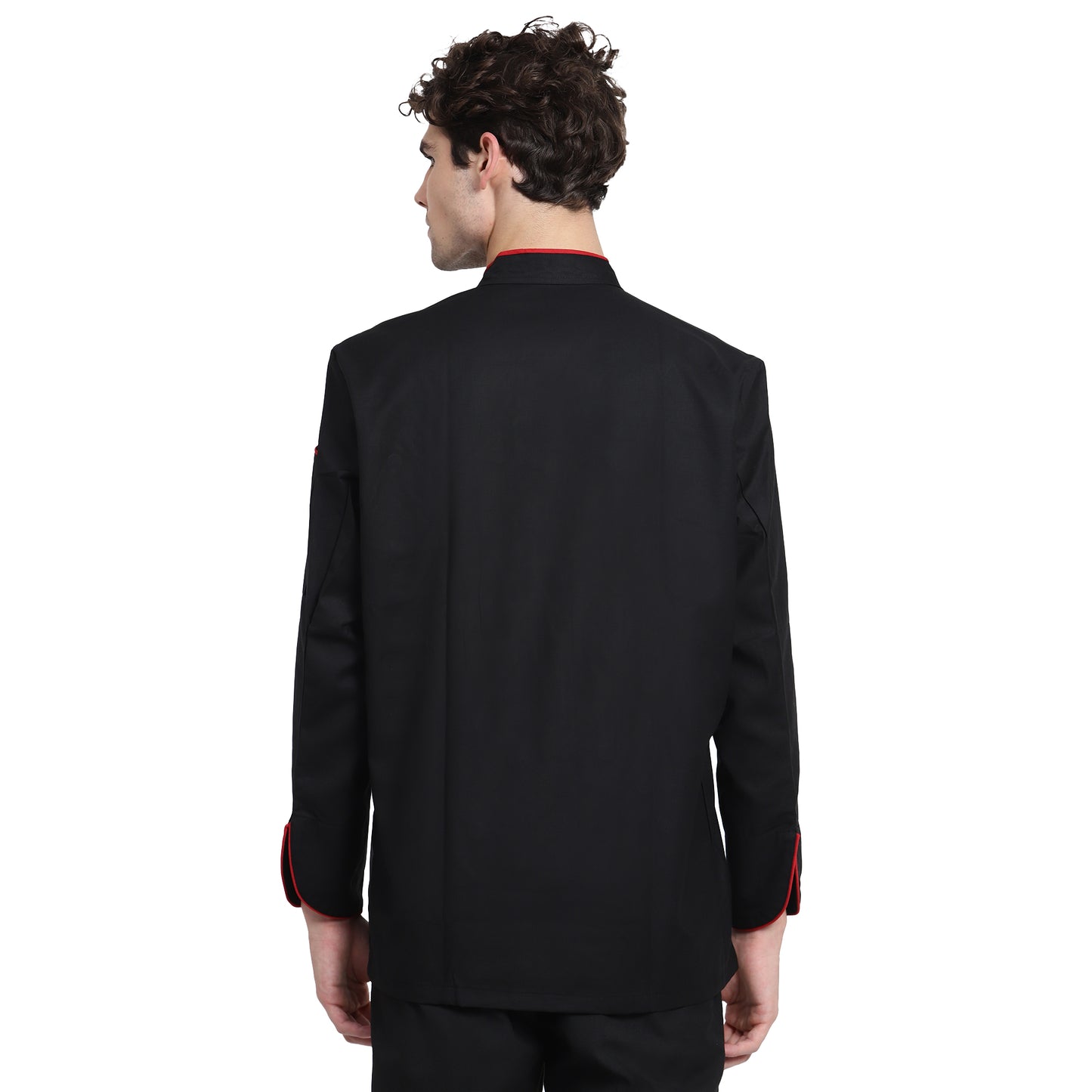 CHEF COAT - BLACK WITH RED COMBINATION