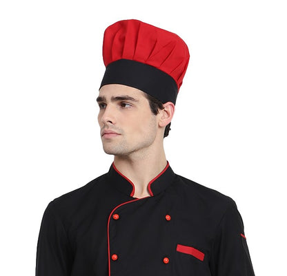 CHEF CAP - BLACK WITH RED COMBINATION