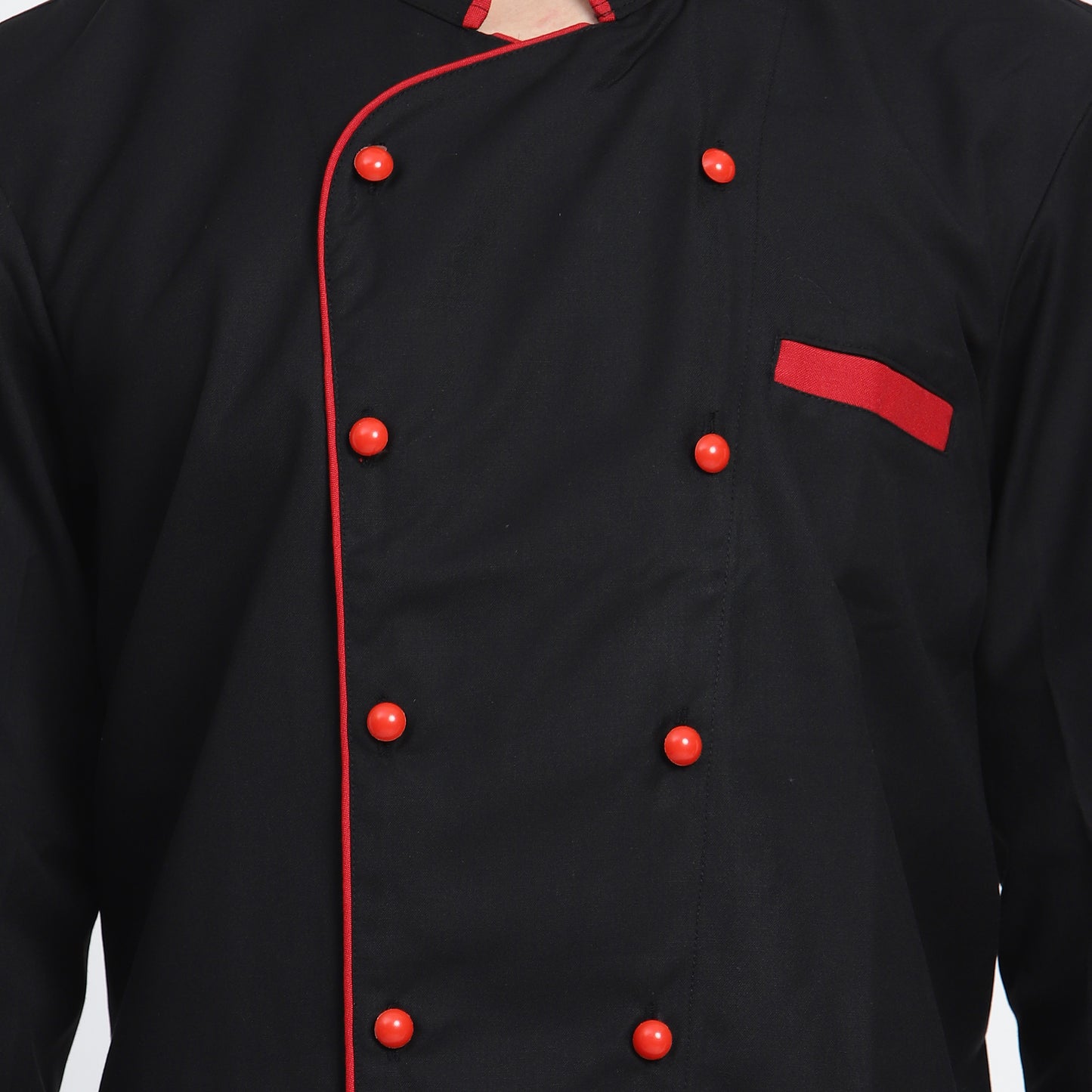 CHEF COAT - BLACK WITH RED COMBINATION