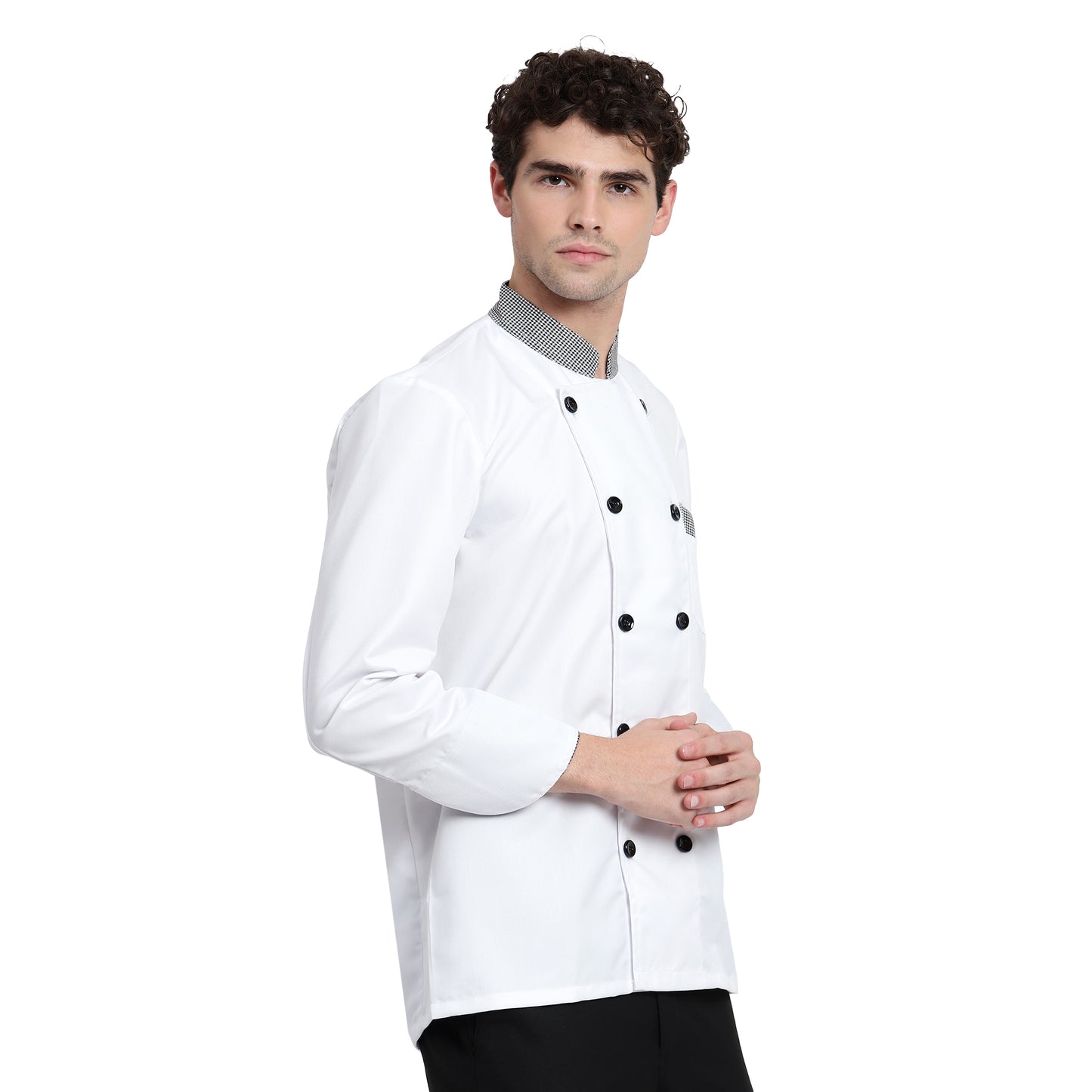 CHEF COAT - WHITE WITH CHECKS