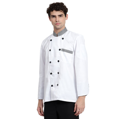 CHEF COAT - WHITE WITH CHECKS